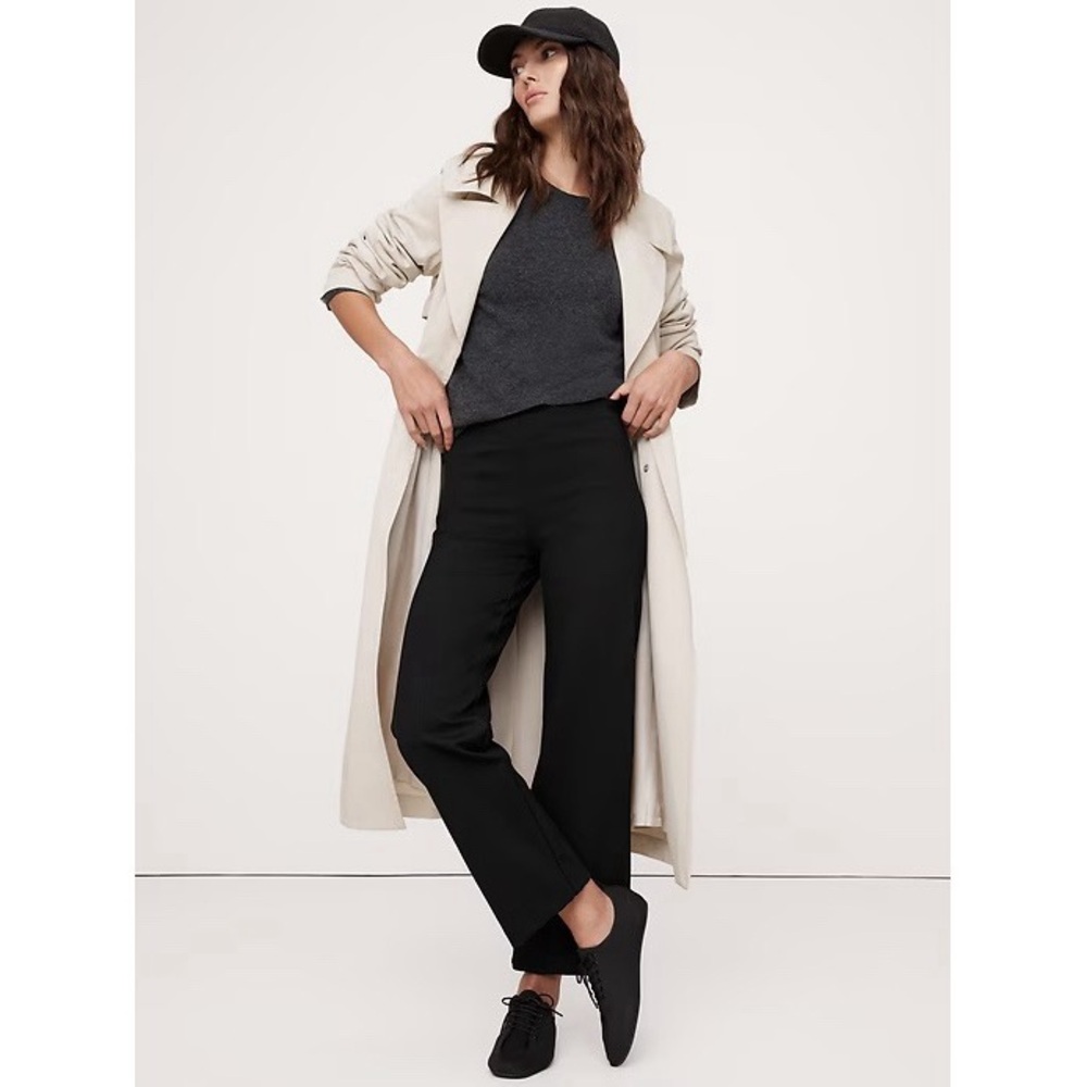 Banana Republic Straight Everywhere High Rise Ponte Ankle Trouser Pant‎ in Black